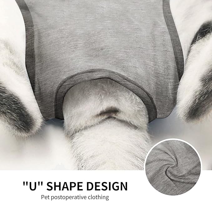 Kitten Onesies,Cat Recovery Suit for Abdominal Wounds or Skin Diseases,After Surgery Wear Anti Licking Wounds,Breathable E-Collar Alternative for Cat Grey S