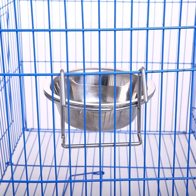 QBLEEV Stainless Steel Birdcage Feeder Bowls for Hamster Cage, 150ml, 5 oz