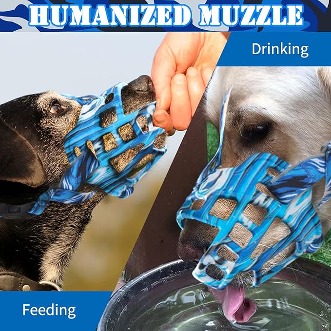 BARKLESS Dog Muzzle, Silicone Basket Muzzle for Small Medium Large Dogs, Soft Cage Mouth Cover Prevent Biting Chewing, Allow Drinking Panting, Suitable for German Shepherd