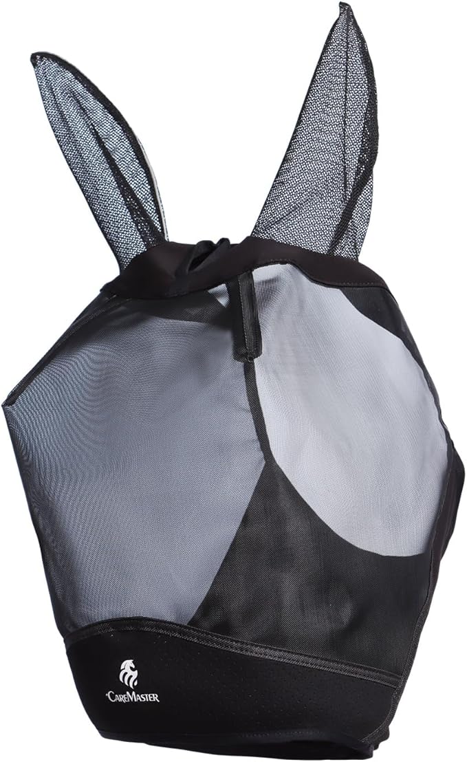 Horse Fly Mask Large Space Breathable UV Protection Equine Mask with Reflective Features on Ears Mars Black L