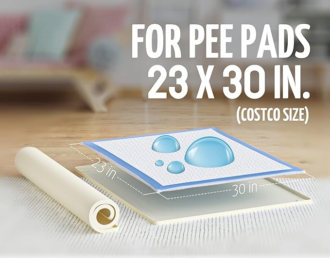 Skywin TidyFriend 3 Pk Pee Pad Holder Tray for 30” x 23” Pee Pads with Corner Lock Holes, Raised Edges, Non-Spill, Easy to Clean Silicone Dog Potty Tray Holder, for Indoor Floor Protection (Beige)