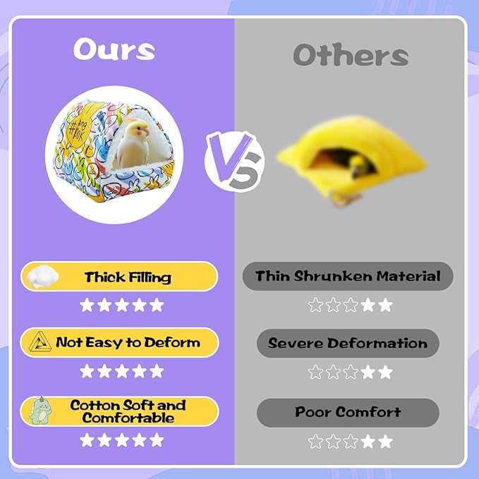 SUSOO Plush Warm Bird Nest House - Hanging Snuggle Bed Velvet Shed Hut Cage Fluffy Hideaway Winter Sleeping Hammock for Parrot Parakeet Conure Cockatiel Budgies Lovebird (Colorful, M)