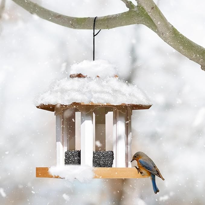 2025 New Large Gazebo Bird Feeders for Outside Clearance - Bird Feeder Kit for Adults to Build- Hanging Birdfeeder for Outdoor-Rust Proof Mesh-Cedar Wood Longtime Lasting-(6 Lbs Capacity)