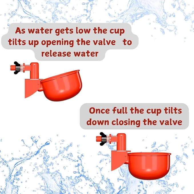 Chicken Water Cups Hillside Homestead Free Extras Automatic Chicken Waterer 5 Gallon 8 pk Chicken coop Accessories Chicken Water Feeder Use for All Chicks Ducks Quail Turkey Goose Poultry Waterer Cup