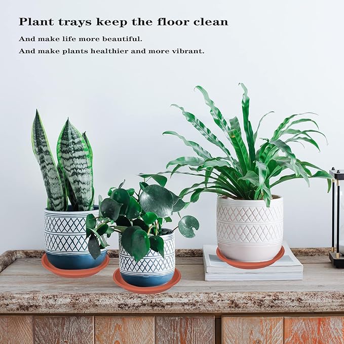 4 Pack of 16 inch Plant Saucer, Large Plant Tray, Heavy Sturdy Plant Drainage Tray for Indoors, Bird Bath Bowls, Sturdy Plastic Pot Tray for Planter 14 15 16"(Black)