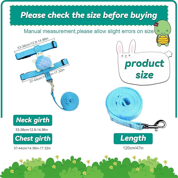 4 Pcs Adjustable Bunny Rabbit Harness and Leash Set, Small Pet Vest Harness Leash, with Decoration for Bunny Kitten Small Pets