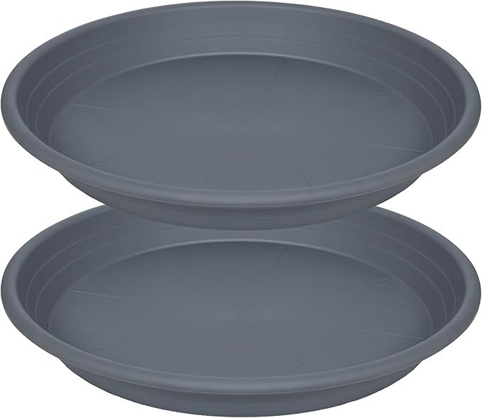 2 Pack of 19 inch Plant Saucer, Large Plant Tray, Heavy Sturdy Plant Drainage Tray for Indoors, Bird Bath Bowls, Sturdy 18 inch Plastic Pot Tray for Planter (Gray)