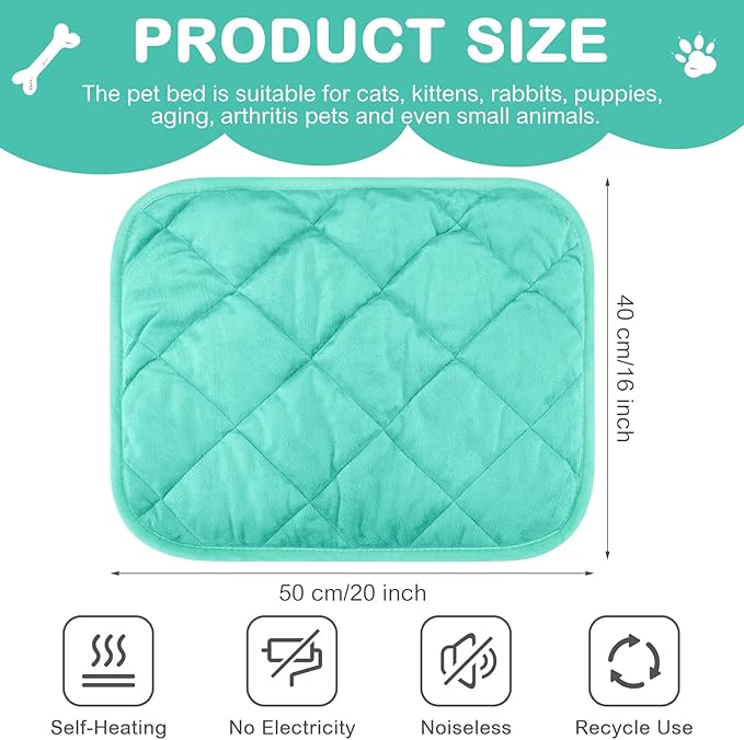 4 Pack Self Heating Cat Pad Self Warming Dog Mat Reflects Body Heat Extra Warm Thermal Pet Pad Washable Dog Cat Bed Crate Bed Mat Blanket (16 x 20 Inch,Mint Blue)