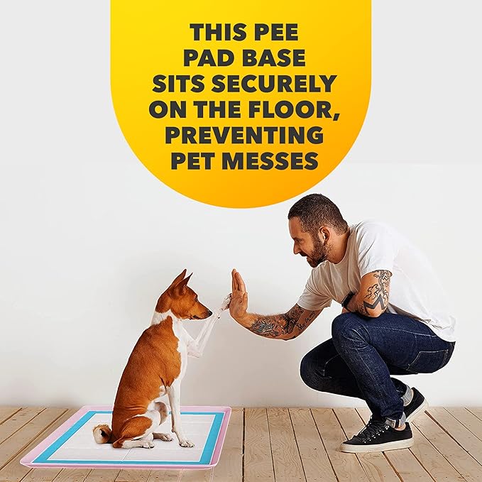 TidyFriend Dog Pee Pad Holder Tray Fits for 24” x 24” Wee Wee Pee Pads - Stable Grip, Raised Edges, Quick-Wipe Silicone Surface Dog Potty Tray Holder for Indoor Flooring Protection (Rose)