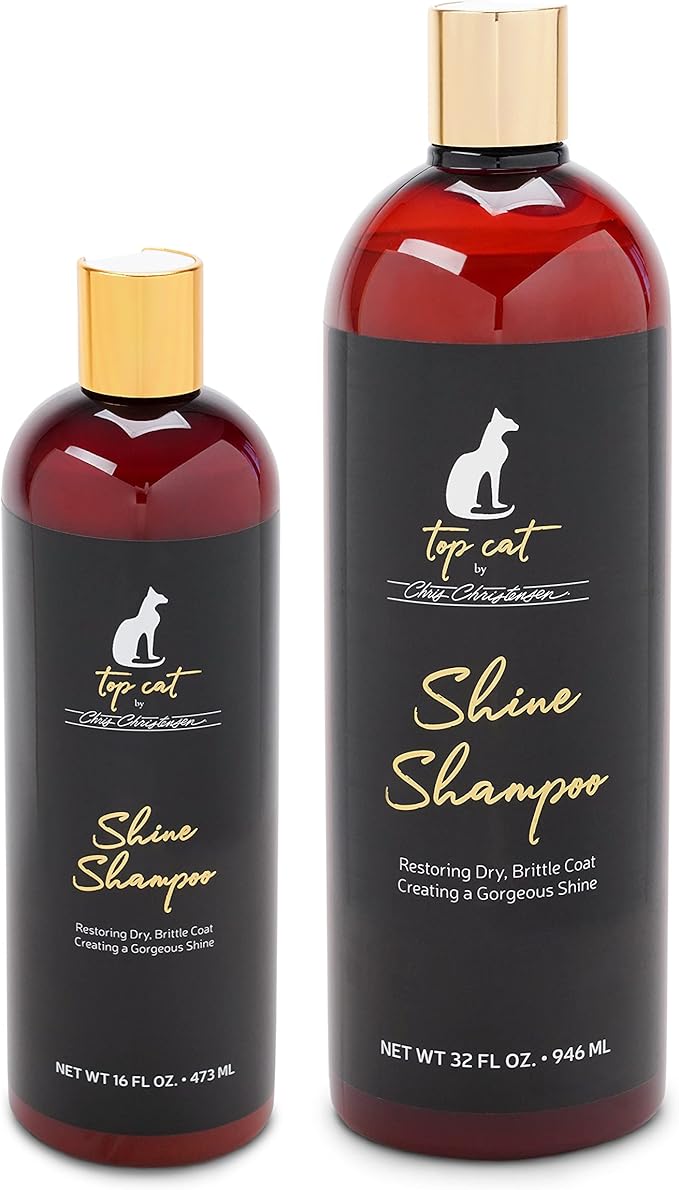 Chris Christensen Top Cat Shine Shampoo for Cats, Groom Like a Professional, Restores Dry & Brittle Coat, Creates a Gorgeous Shine, Made in USA, 32 oz