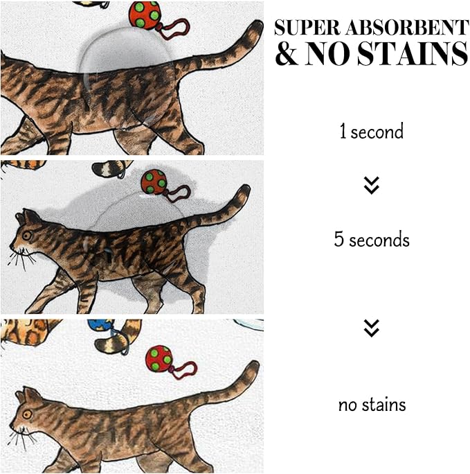 Absorbent Pet Supplies - Non-Slip Cat & Dog Food & Water Mat - Quick Dry