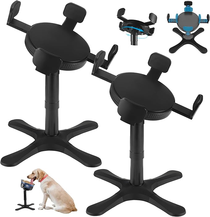 Dog Bowls,Elevated Adjustable Dog Bowl Stand with 3 Heights & Tilted Feeding Design, Raised Stand Compatible with Medium & Large Breeds(Without Bowl 2 Pack)