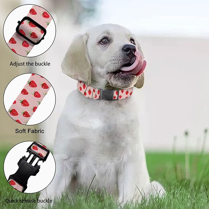 Red Strawberry Fruit Dog Collar Soft Pet Collars for Small Medium Large Breed Dogs Cats Puppy Kitten Terrier