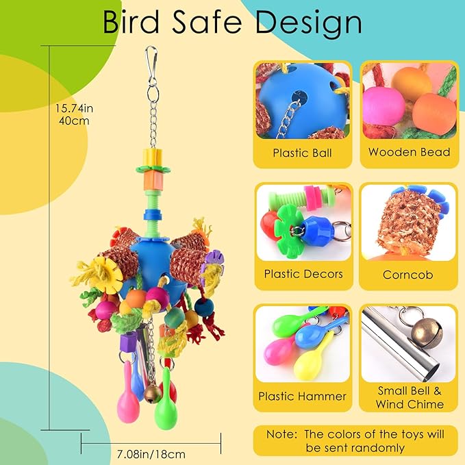 KATUMO Parrot Toys, Parakeet Foraging Shredder Hanging Toys Bird Ball Treats for Conure Mini Macaw Cockatiel Lovebird Small-Medium Birds