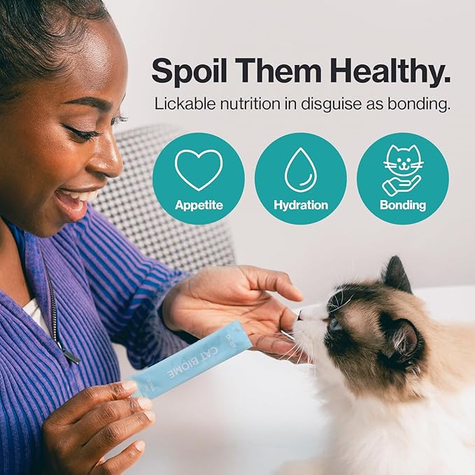 Doctor By Cat Biome Probiotics for cats Anti Diarrhea Feline Gut & Digestive Support Immune Health Sensitive Stomach Constipation with L. plantarum+Prebiotics 30 Lickable Formula Individually Packaged