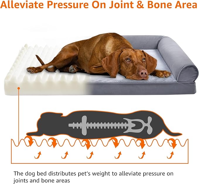 Amazon Basics Living Room Couch Dog Bed with Premium Foam, Pressure-Relief Support for Dogs up to 30lbs, Machine Washable Cover, Medium Sized (30" x 20"), Grey