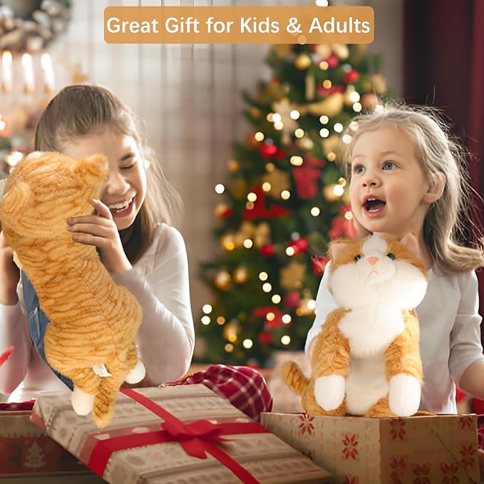 19 inch 3 lbs Cat Weighted Stuffed Animals, Realistic Weighted Cat Stuffed Animal, Sensory Comfort Plush Throw Pillow, Soft Kawaii Kitty Plush Toy Gift for Adults Kids Youth