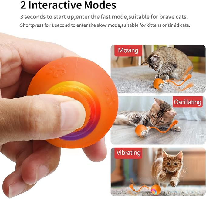 Interactive Cat Toys for Indoor Cats-Fast Rolling on Carpet,Automatic Cat/Kitten Toys for Bored Indoor Cats,Motion Activated