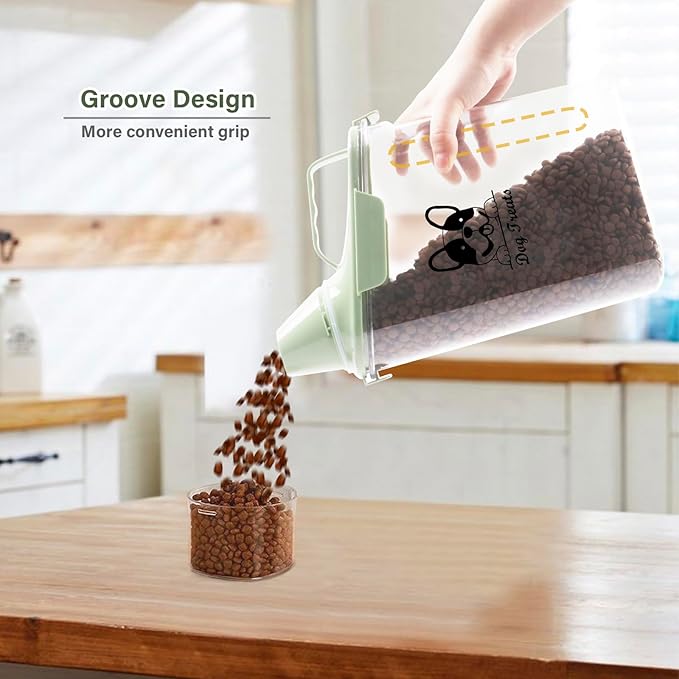 Dog Food Storage Container Airtight Portable Dog Food Container with Handled Lid and Pour Spout,Food Storage for Dog Dry Food Small Pet Food Container with Measuring Cup for Home, Travel,2.8L Green