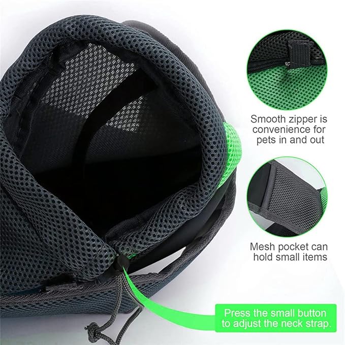 Pet Dog Sling Carrier, Breathable Mesh Hand Free Adjustable Travel Safe Puppy Sling Bag Dog Satchel Carrier for Dogs Cats Rabbit Small Animals (Adjustable Buckle for 5-10 lbs, Green)