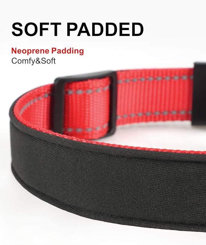 TagME Airtag Dog Collar,Waterproof Reflective Pet Collar with Airtag Holder,Soft Padded and Double D-Rings for Medium Dogs,Red