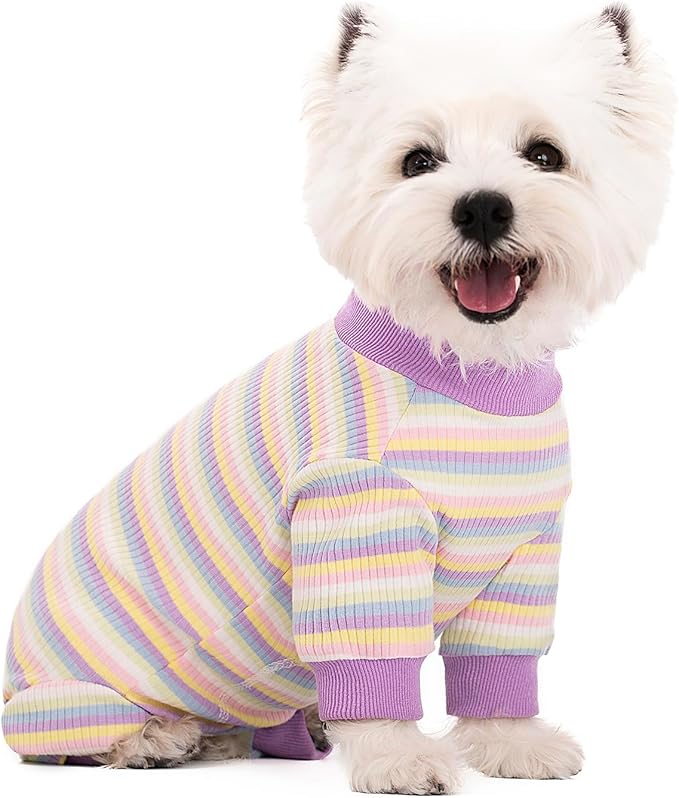 Striped Dog Recovery Suit Female Male For Small Medium Dogs,Dog Surgical Recovery Suite Bodysuit After Surgery Zipper On Back Puppy Cat Long Sleeve Onesies Bodysuit After Surgery Wound Protective