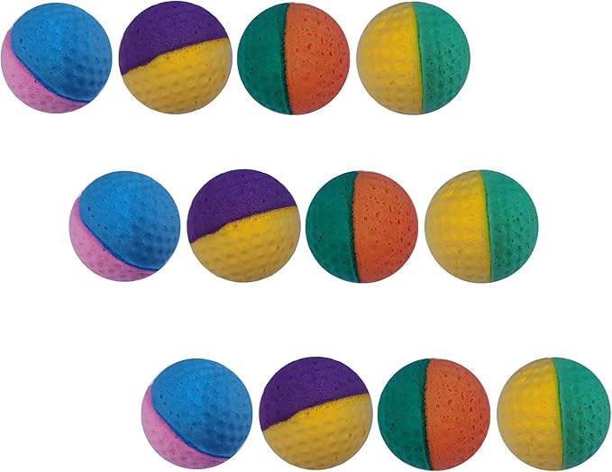 YnFag Foam Balls Soccer Balls Cat Toys for Indoor Cats (12Pcs Two-Color Golf)