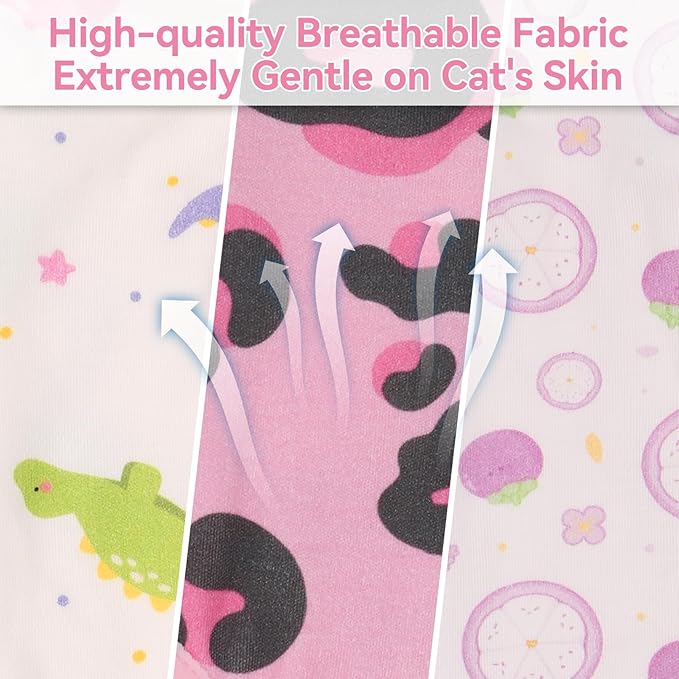 3 PCS Cat Recovery Suit for Spay Abdominal Wounds Female, Cat Onesie for Cats After Surgery, Pet Surgery Recovery Suit Kitten Onesie for Cats Anti Licking