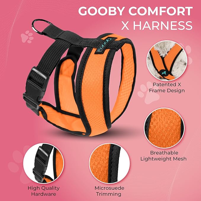 Gooby Orange X-Large Comfort X Head in Harness - No Pull, Choke-Free, Lightweight Mesh, Machine Washable for Small to Medium Dogs