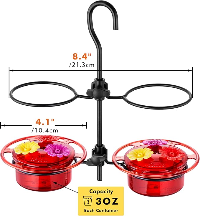 iBorn Small Hummingbird Feeder Hummingbird Feeders for Outdoors Hanging 4PCS 3OZ Mini Humming Bird Feeder with 3 Bee Guard Feeding Ports Silicone Flower Red
