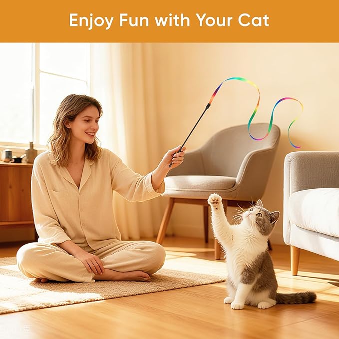 Cat Toys for Indoor Cats, 13 Packs Interactive Cat Wand Toy Set with Feather Toys & Teasers, Fun Cat Toys for Exercise, Playtime and Boredom Relief