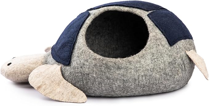Luxurious Eco-Friendly Merino Wool Cat Cave Bed Sloth - Foldable Hideaway Pod for Indoor Cats - Premium Felt Kitten Beds - Covered Cat House for Ultimate Cozy Comfort by Woolygon