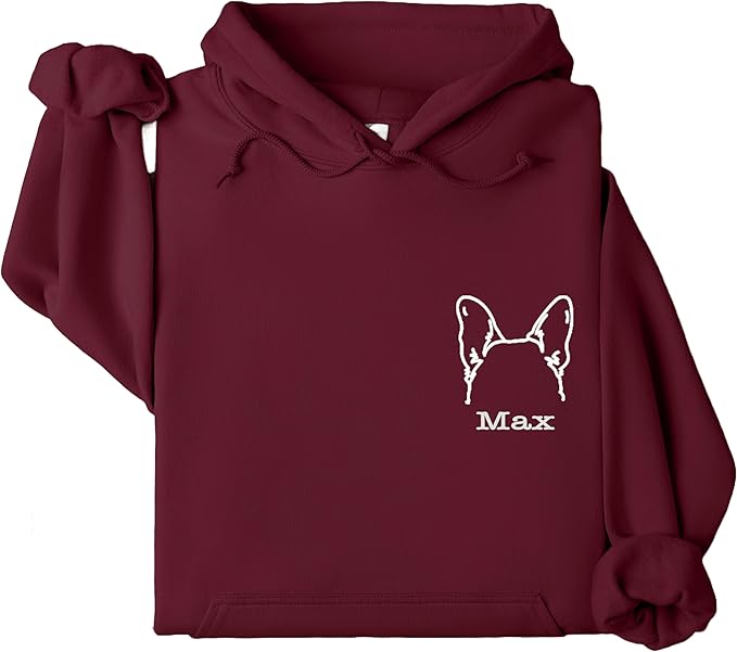 Custom Dog Mom Shirt for Women Pet Ears Sweatshirt with Name Unique Puppy Line Art Cute Dad Hoodie for DogDad Owner Lover