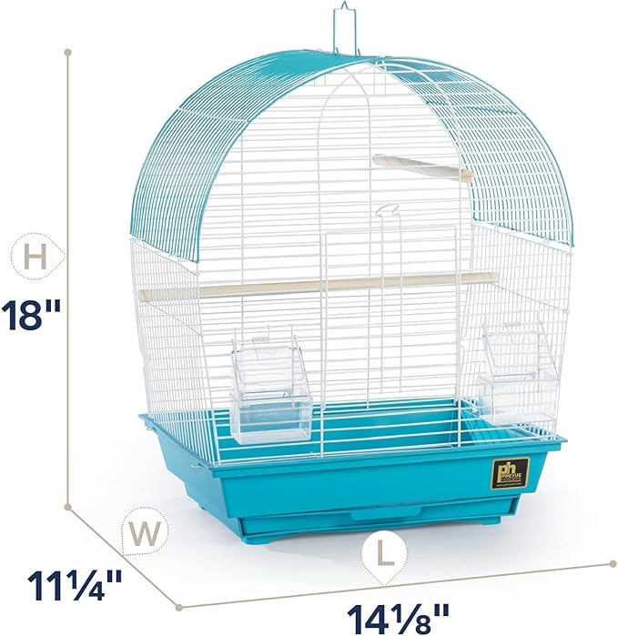 Rustic Retreat Top Bird Cage with Durable Metal Construction, Spacious Interior, and Convenient Top Access Teal/Dome Top