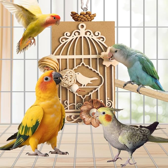 Paper Bird Toys, Parakeet Toys, Parrot Toys, Conure Hanging Chewable Cardboard Foraging Suitable for Budgies, Cockatiels, Lovebirds, Sun Conures - and Other Small/Medium Parrots