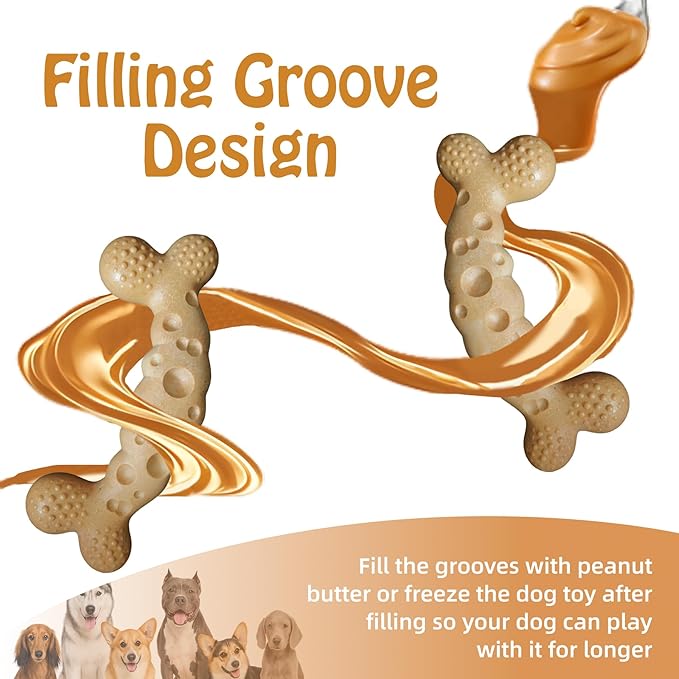 Dog Chew Toy for Aggressive Chewers Bacon Flavored Indestructible Dog Bone Toys for Medium/Large Breed to Keep Them Busy