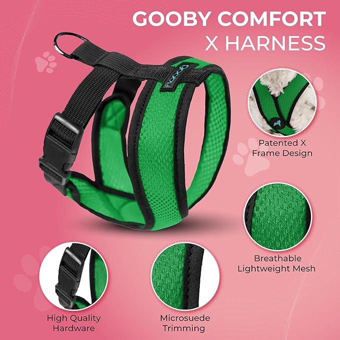 Gooby Comfort X Head In Harness - Hunter Green, X-Large - No Pull Small Dog Harness Patented Choke-Free X Frame - On the Go Dog Harness for Medium Dogs No Pull or Small Dogs for Indoor and Outdoor Use