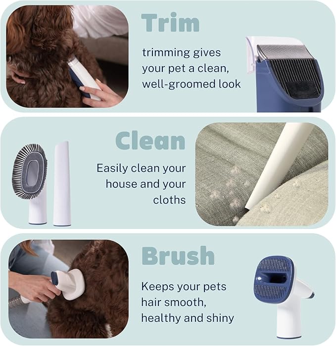Premium Pet Grooming Kit with Vacuum, 11000Pa Suction Power, 2.5L Dust Cup, 7 Grooming Tools, Cordless Paw Trimmer, Nail Grinder, Large Capacity Dust Cup, Whisper Operation, USA Design
