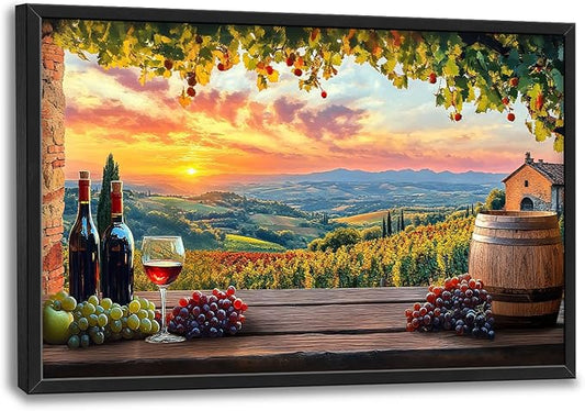 Large Sunrise Landscape Wall Art for Living Room, Sunset Scenery Canvas Oversized Wall Decor for Dining Room, Aesthetics Framed Pictures Painting Print Artwork for Bedroom Office 36L" x 24W"