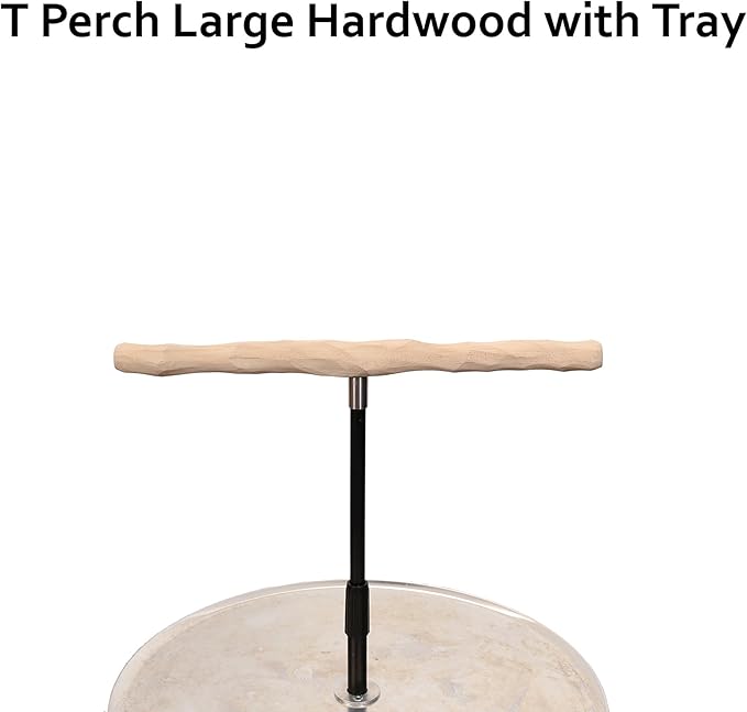 Parrot Training Perch Stand with Potty Tray (T Perch Hardwood, Large)