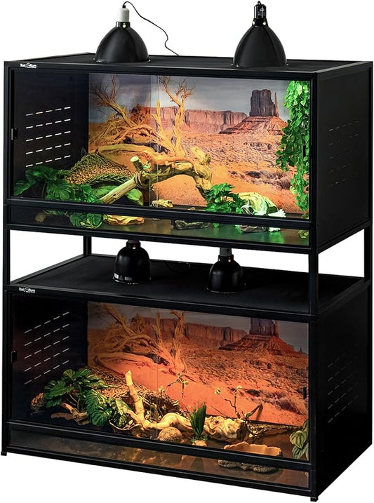 PVC Reptile Enclosure 48"x24"x24" Space Efficient Reptile Terrarium 120 Gallon Large Tank for Bearded Dragon Lizard Snake, Wide Breeding Vivarium Area with Sliding Glass Doors Combination Lock