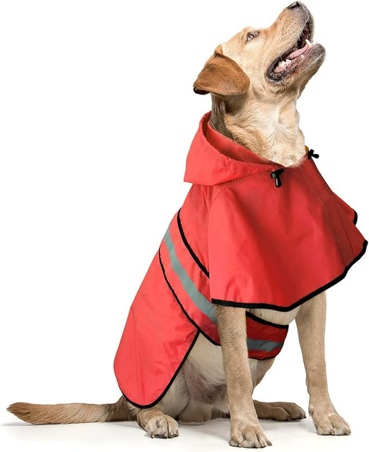 Waterproof Dog Raincoats - Hooded Raincoats for Dogs, Adjustable Reflective Dog Rain Coat, Windproof Dog Rain Jacket Pet Rain Slicker Poncho for Small, Medium, Large Dogs (Red, Large)