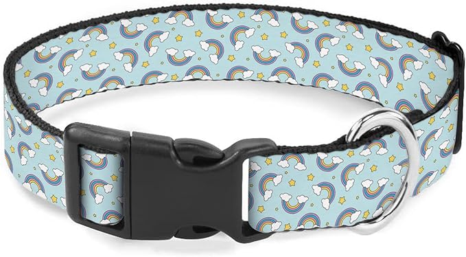 Rainbow Cloud Stars Dog Collar Pet Neck Strap for Small Medium Large Dogs Soft Adjustable Buckle
