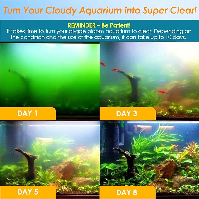 AquaMiracle Aquarium Filter with U - V Light & Pre-Filter Sponge, Fish Tank Filter with Timer for Green Water, Green Clean Machine Turtle Filter with Aeration for Aquarium and Pond 40-70 Gallon