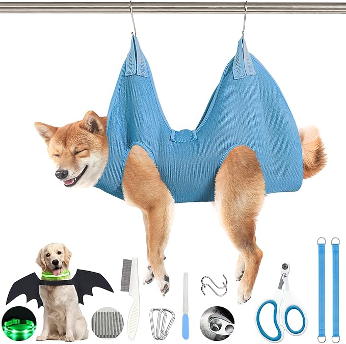 JIURUN Dog Grooming Hammock for Nail Trimming, Dog Grooming Hammock(XS), Dog Sling for Nail Trimming, Hanging Harness Holder for Nail Clipping, Pet Comb Bat Costume Wings for Cats Dogs