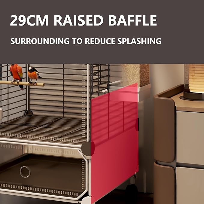 Large Parrot Cage with Acrylic Doors, 4 Casters, Perch & Feeder, Detachable Drawer, Ideal for Cockatiels, Budgies, Conures, Indoor/Outdoor Use – Spacious White Birdcage(Black,72 * 36 * 142)