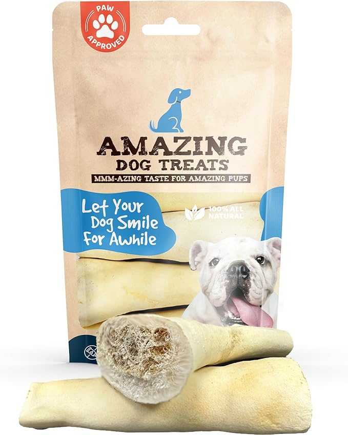 Amazing Dog Treats - Monster Thick Cow Tail Bone 6 Inch (13 oz - 6 to 7 Jumbo Pcs/Pack) - Sourced from Grass Fed Cattle - Sourced from Grass Fed Cattle - Long Lasting Dog Chew - Rawhide Alternative