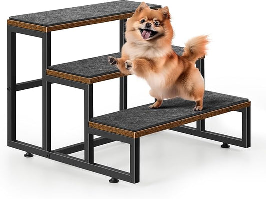 Dog Stairs for Small Dogs 3 Steps Pet Stairs Dog Stairs Steps for Couches High Beds, Non-Slip Indoor Dog Ramp, Holds Up to 100lbs