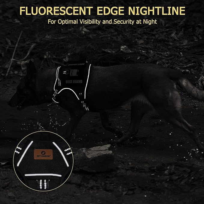 PET MARVEL Tactical Dog Harness for Medium Size, No Pull Military Dog Vest with Easy Control Handle, Molle Hoop & Loop, Adjustable Reflective Reinforced Stich for Walking Training, Black