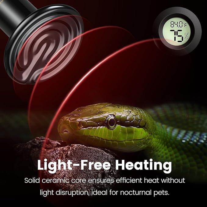 Dual Reptile Light Fixture with 100W Full Spectrum UVA UVB Light Bulb & 100W Nighttime Ceramic Heat Emitter, 2 Independent Switches, Reptile UVA UVB Light Combo Pack